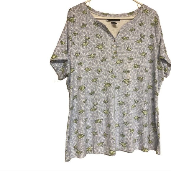 KAREN SCOTT, women’s turtle design top, blue&green - Picture 1 of 9